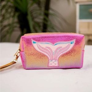 Iridescent mermaid, make up case with detachable wristlet strap